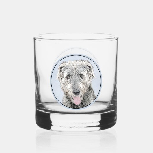 Irish Wolfhound-schilderij - Cute Original Dog Art Whisky Glas (Voorkant)
