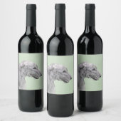 Irish Wolfhound-schilderij - Cute Original Dog Art Wijn Etiket (Flessen)