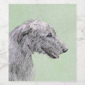 Irish Wolfhound-schilderij - Cute Original Dog Art Wijn Etiket (Enkel label)