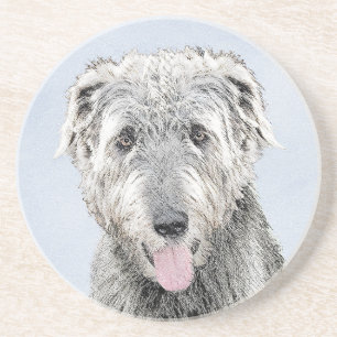 Irish Wolfhound-schilderij - Cute Original Dog Art Zandsteen Onderzetter