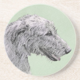 Irish Wolfhound-schilderij - Cute Original Dog Art Zandsteen Onderzetter