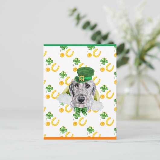 Irish Wolfhound Shamrock St. Patricks Day Feestdagenkaart (Staand voorkant)