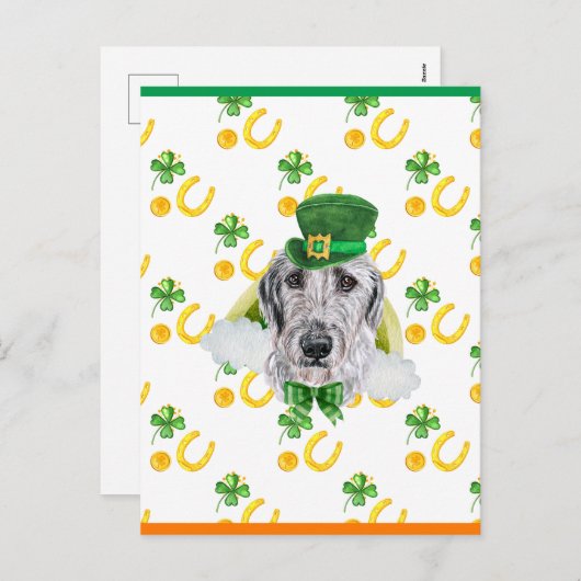 Irish Wolfhound Shamrock St. Patricks Day Feestdagenkaart (Voorkant / Achterkant)