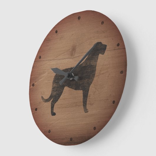 Irish Wolfhound Silhouette Rustic Grote Klok (Hoek)