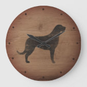Irish Wolfhound Silhouette Rustic Grote Klok (Voorkant)