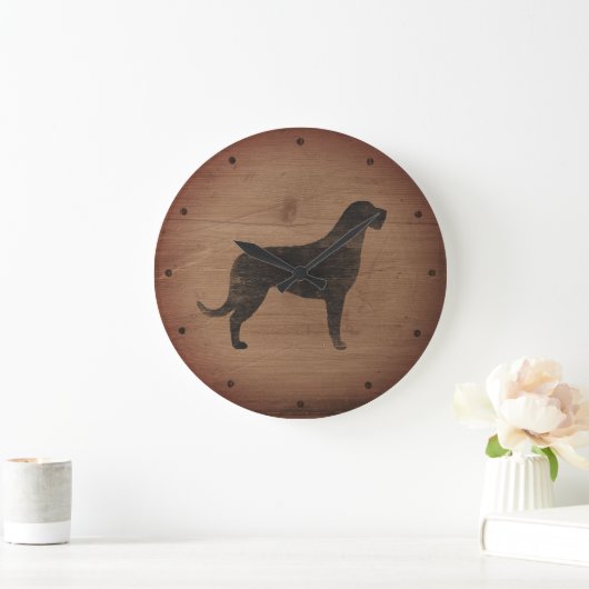Irish Wolfhound Silhouette Rustic Grote Klok (Huis)