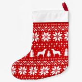 Irish Wolfhound Silhouettes Pattern Red en White Kleine Kerstsok (Achterkant)