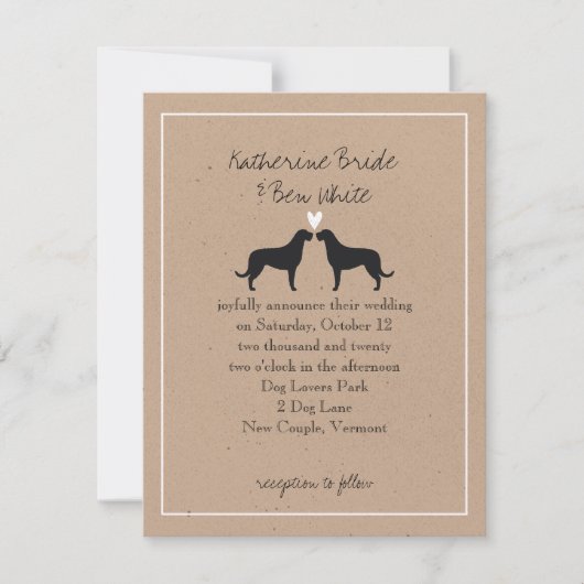 Irish Wolfhound Silhouettes Wedding Invitation Kaart (Voorkant)