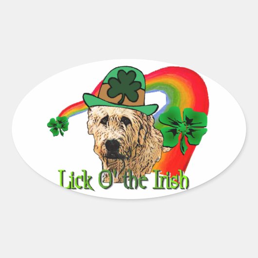 Irish Wolfhound St Patricks Ovale Sticker (Voorkant)