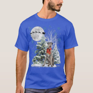 Irish Wolfhound under Moonlight Snow kerstpaj T-shirt