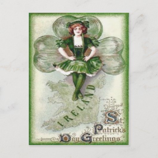 Irish Woman Ireland Shamrock Riverdance Briefkaart (Voorkant)
