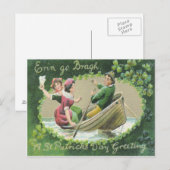 Irish Woman Man Rowboat Shamrock Briefkaart (Voorkant / Achterkant)