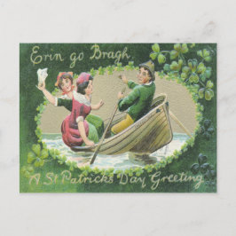 Irish Woman Man Rowboat Shamrock Briefkaart