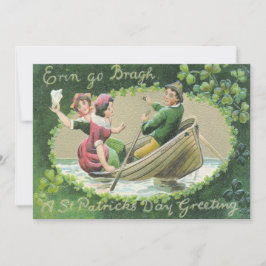 Irish Woman Man Rowboat Shamrock Kaart