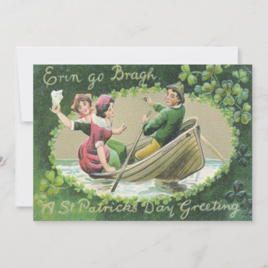 Irish Woman Man Rowboat Shamrock Kaart (Voorkant)