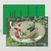 Irish Woman Man Rowboat Shamrock Kaart (Voorkant / Achterkant)