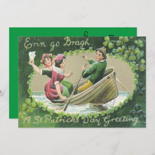 Irish Woman Man Rowboat Shamrock Kaart (Voorkant / Achterkant)
