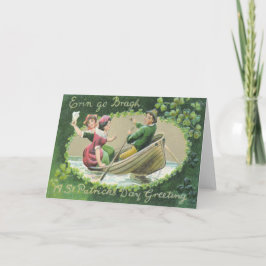 Irish Woman Man Rowboat Shamrock Kaart