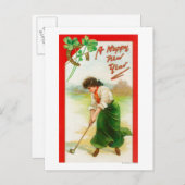 Irish Woman Over Hit Golfball Briefkaart (Voorkant / Achterkant)