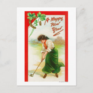 Irish Woman Over Hit Golfball Briefkaart