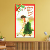 Irish Woman Over Hit Golfball Canvas Afdruk (Insitu (Woonkamer))