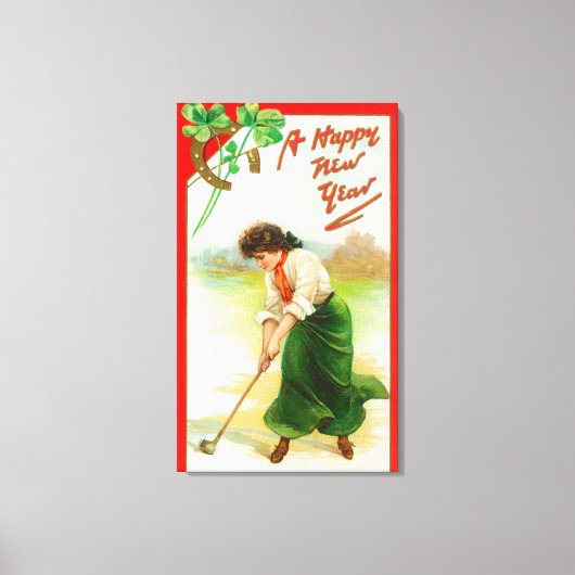 Irish Woman Over Hit Golfball Canvas Afdruk (Voorkant)