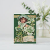 Irish Woman Roos Shamrock Clay Pipe Harp Briefkaart (Staand voorkant)