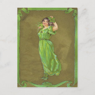Irish Woman Shamrock Briefkaart