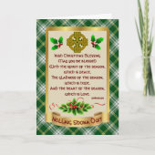 Irish Xmas Blessing/Tartan Gepersonaliseerde Kaart (Voorkant)