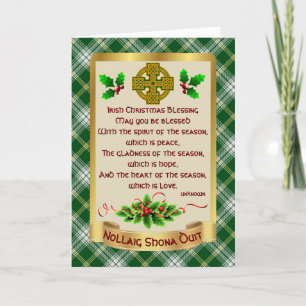 Irish Xmas Blessing/Tartan Gepersonaliseerde Kaart