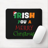 Irish You A Merry Christmas Ireland Flag Xmas Hat  Muismat (Met muis)
