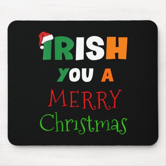 Irish You A Merry Christmas Ireland Flag Xmas Hat  Muismat (Voorkant)