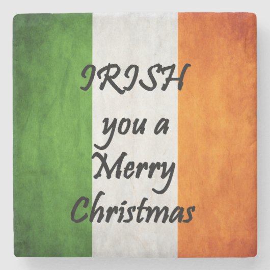 Irish You a Merry Kerstmis, Ireland Flag Onderzett Stenen Onderzetter (Voorkant)