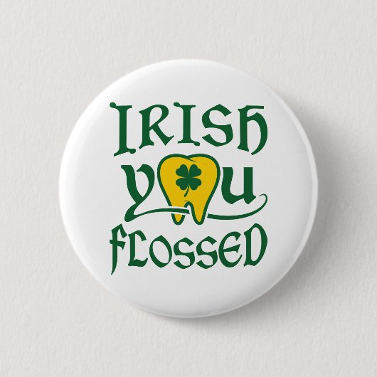 Irish You Flossed Dental St Patricks Day Ronde Button 5,7 Cm (Voorkant)