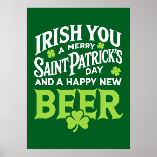 Irish You Merry Saint Patrick's Day Gelukkig Nieuw Poster