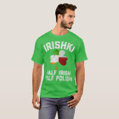 IRISHKI Half Iers halve Poolse Shamrock Flag T-shirt (Voorkant volledig)