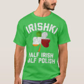 IRISHKI Half Iers halve Poolse Shamrock Flag T-shirt (Voorkant)