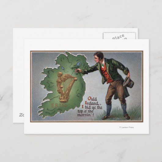 Irishman die Shamrocks aanbiedt aan Ierland Briefkaart (Voorkant / Achterkant)