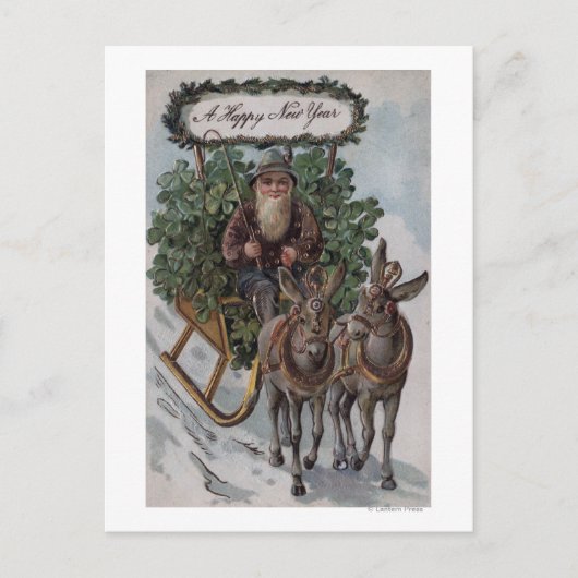 Irishman Driving Sleigh van Shamrocks Briefkaart (Voorkant)