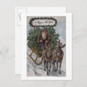 Irishman Driving Sleigh van Shamrocks Briefkaart (Voorkant / Achterkant)
