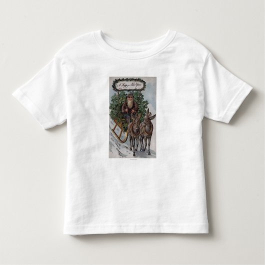 Irishman Driving Sleigh van Shamrocks Kinder Shirts (Voorkant)