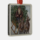 Irishman Driving Sleigh van Shamrocks Metalen Ornament (Rechts)