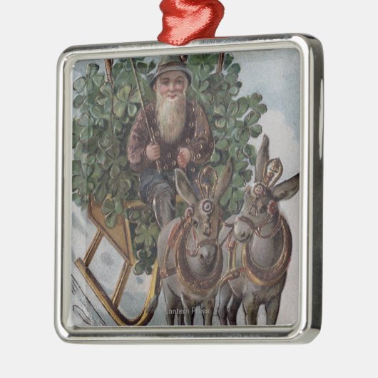 Irishman Driving Sleigh van Shamrocks Metalen Ornament (Links)