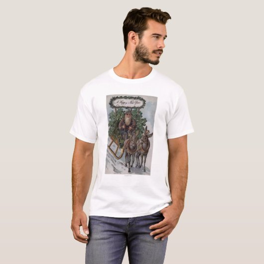 Irishman Driving Sleigh van Shamrocks T-shirt (Voorkant volledig)
