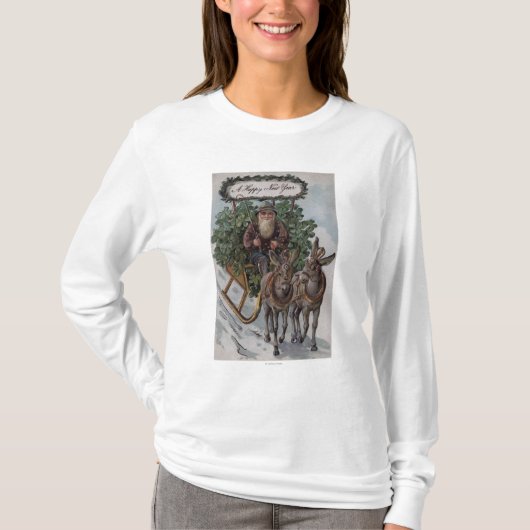 Irishman Driving Sleigh van Shamrocks T-shirt (Voorkant)