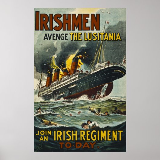 Irishmen Avenge de Lusitania aanwerving Poster (Voorkant)