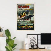 Irishmen Avenge de Lusitania Vintage Poster (Thuiskantoor)