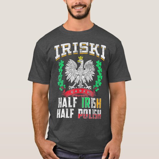 Iriski Half Iers Half Poolse Shamrocks T-shirt (Voorkant)