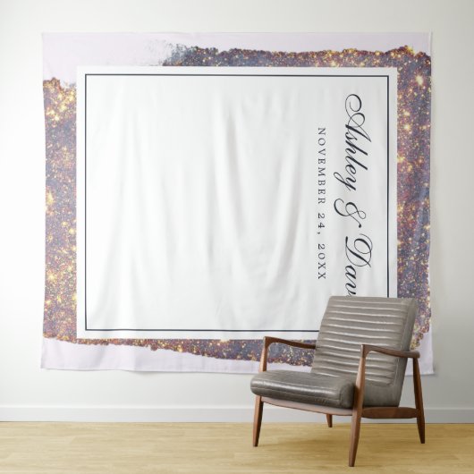 Irispaarse Gouden Glitter Bruiloft Tapijt Wandkleed (In Situ (horizontaal))
