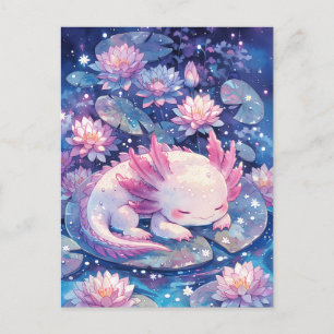 Irisroze waterverf Slaande Axolotl Briefkaart